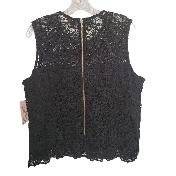 Nanette Lepore NWT Size L Top Blouse Floral Lace Overlay Sleeveless Lined Black - Picture 3 of 9
